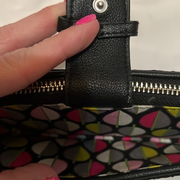 Vera Bradley Black Fabric Zip Around Wallet & Pink Floral VB ID Lanyard - Picture 11 of 14